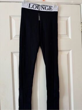 Black Kids Leggings with White Logo Waistband